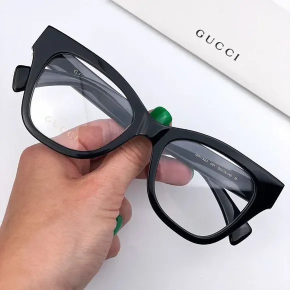 Gucci GG1133O 001 LOGO BRAND NEW Eyeglasses Shiny Black Cat Eye Women